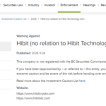 Hibit scam warning